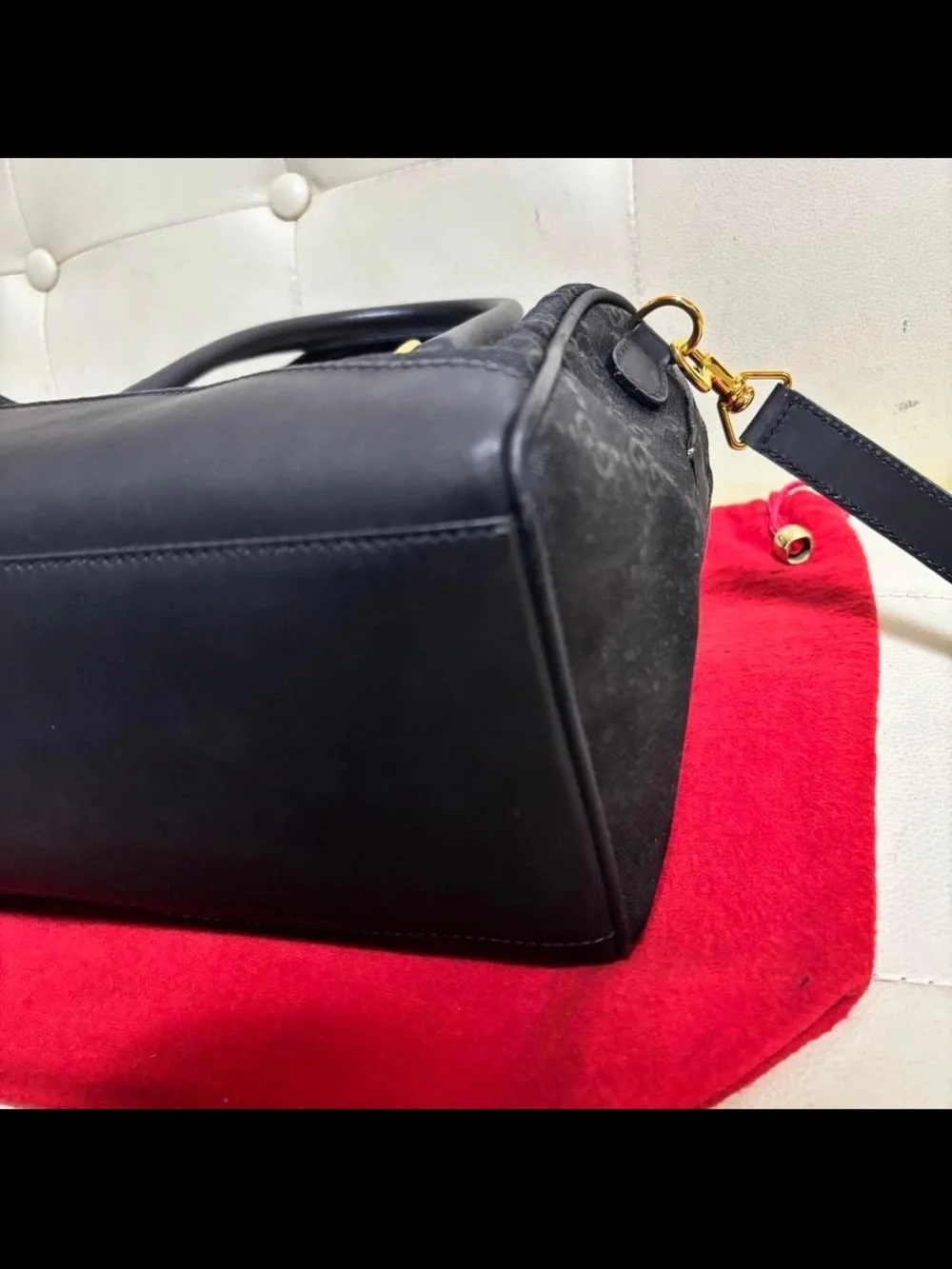 Gucci Black GG Canvas Top-Handle Shoulder Bag